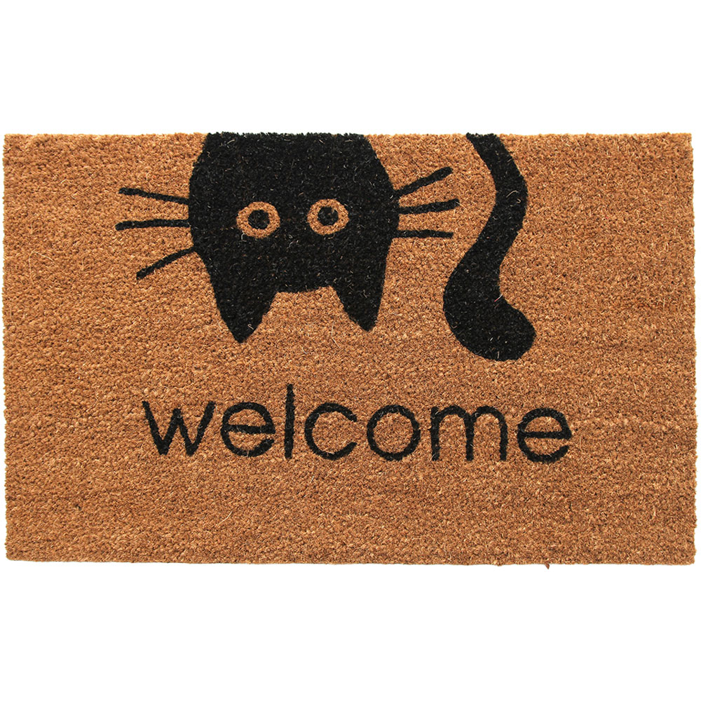 Coco & Coir Meow Welcome Coir Door Mat 40 x 60cm Image 1