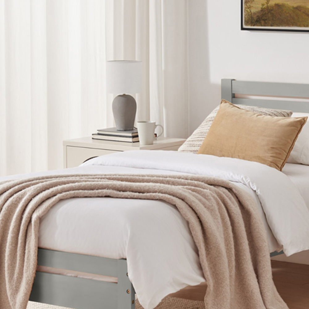 Furniturebox Cadhla Single Light Grey Solid Pine Bed Frame Image 2