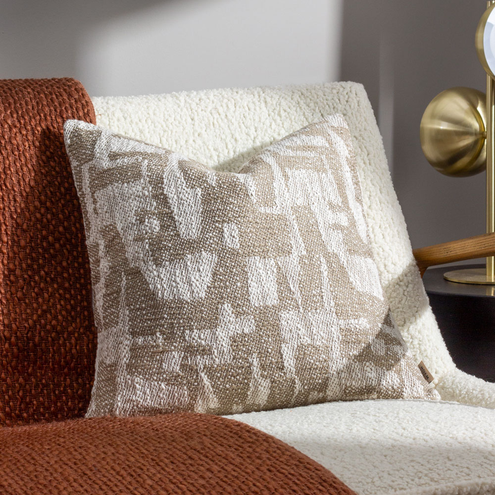 Hoem Ola Taupe Jacquard Cushion Image 2