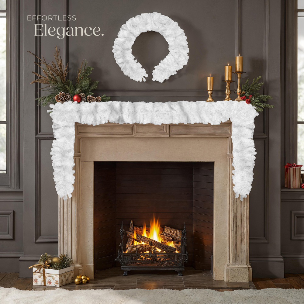 tectake White Lifelike Artificial Christmas Garland 2.7m Image 8