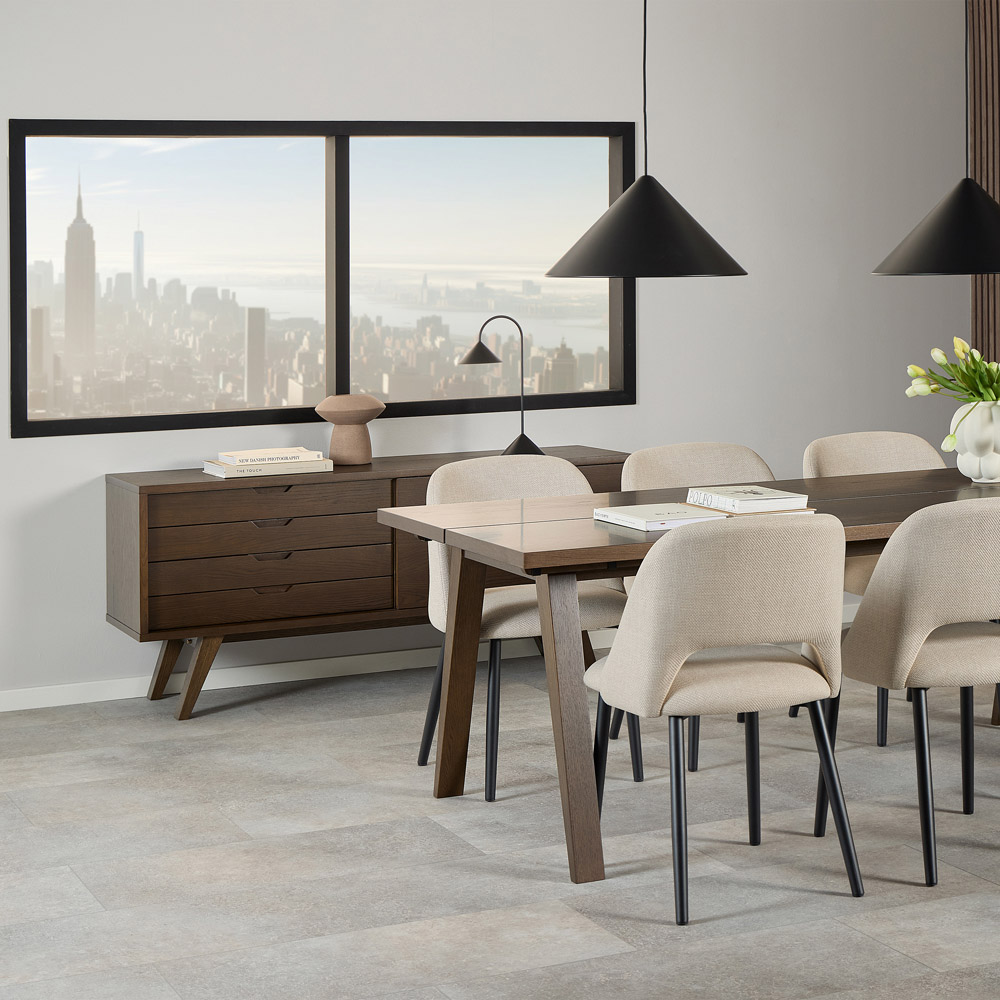 Florence A Line 4 Drawer Smoked Oak Sideboard with Sliding Door Image 8