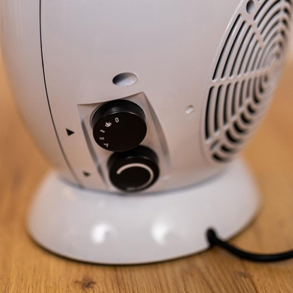 Marco Paul White Ceramic Electric Fire Home Heater Fan with Flame Effect 1500W Image 3