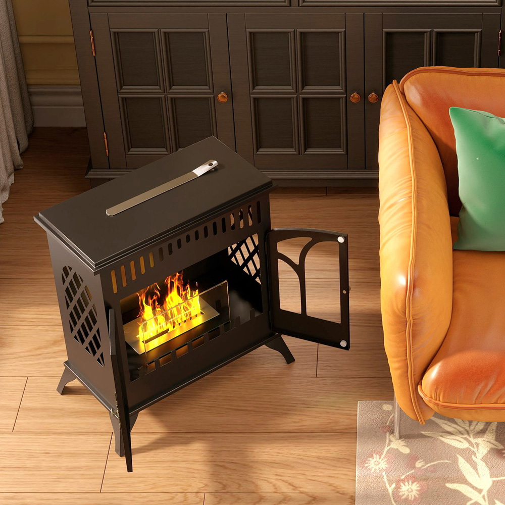 HOMCOM Bio Ethanol Fireplace Stove with Door Image 3