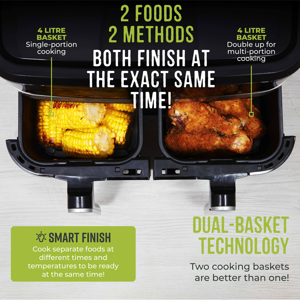 Tower Vortx Vizion T17151 Black Dual Basket Digital Air Fryer 8L Image 5