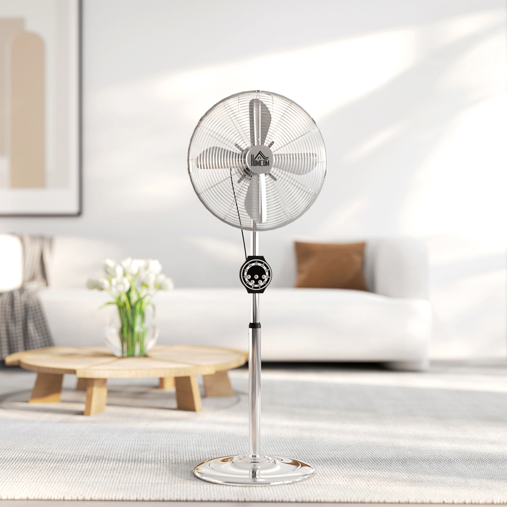 HOMCOM Metal Oscillating Pedestal Fan with Adjustable Height and Timer 53 inch Image 3