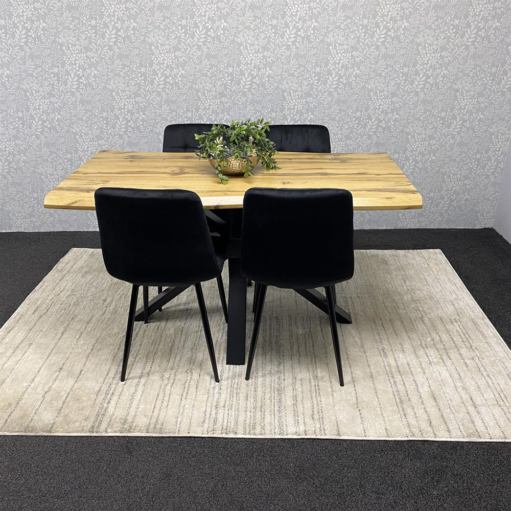 Kosy Koala 4 Seater Velvet Wooden Rectangle Dining Set Black Image 3