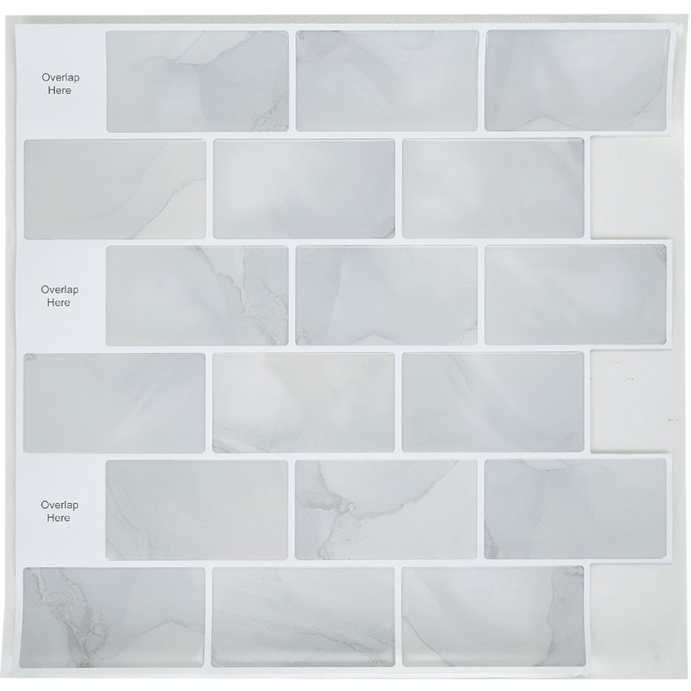 Living and Home Light Grey Marble Peel and Stick Wallpaper Tile 30 x 30cm 10 Pack Image 4