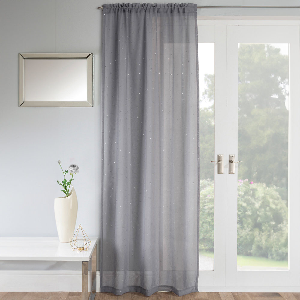 Grey Jewel Panel Voile Curtain 229 x 140cm Image 1