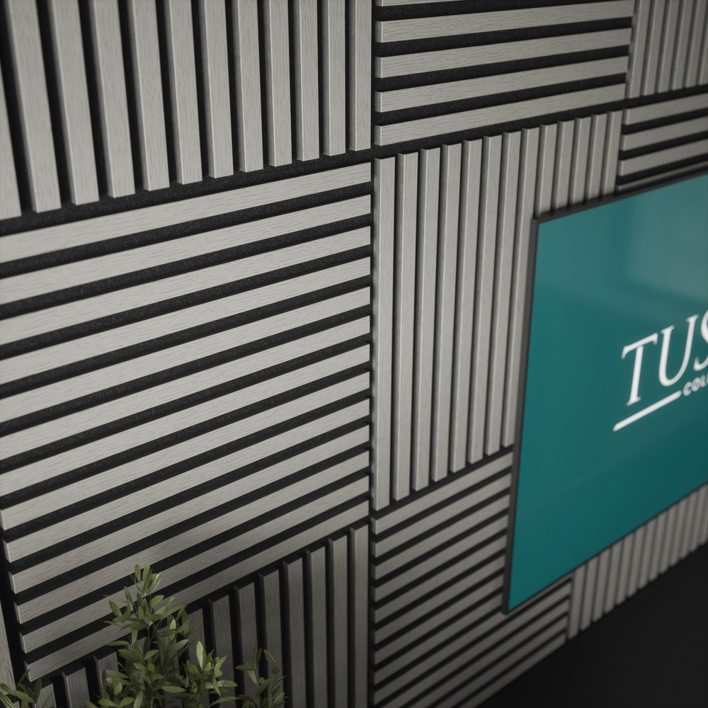 Tuscan Misty Grey PVC Wrapped Acoustic Wall Tile 55.3 x 55.3cm 4 Pack Image 6