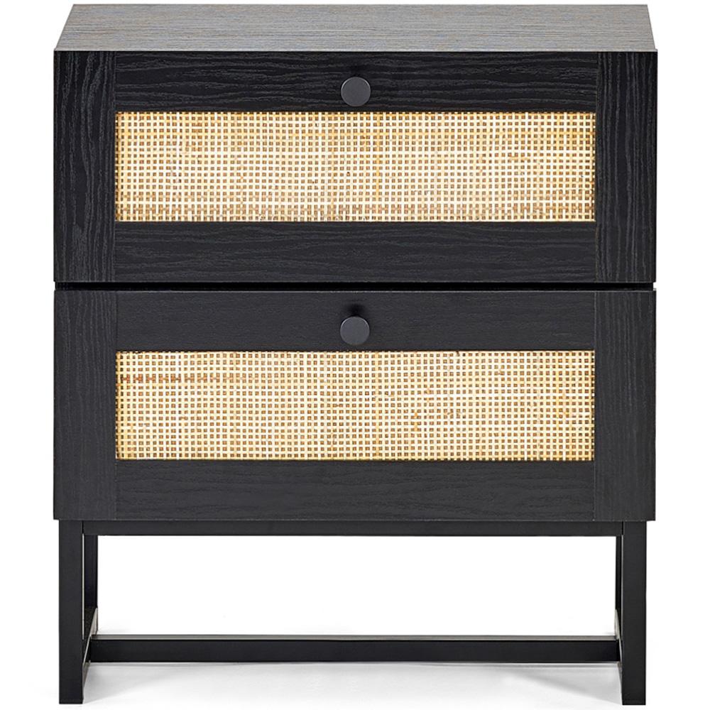 Julian Bowen Padstow 2 Drawer Black Bedside Cabinet Image 4