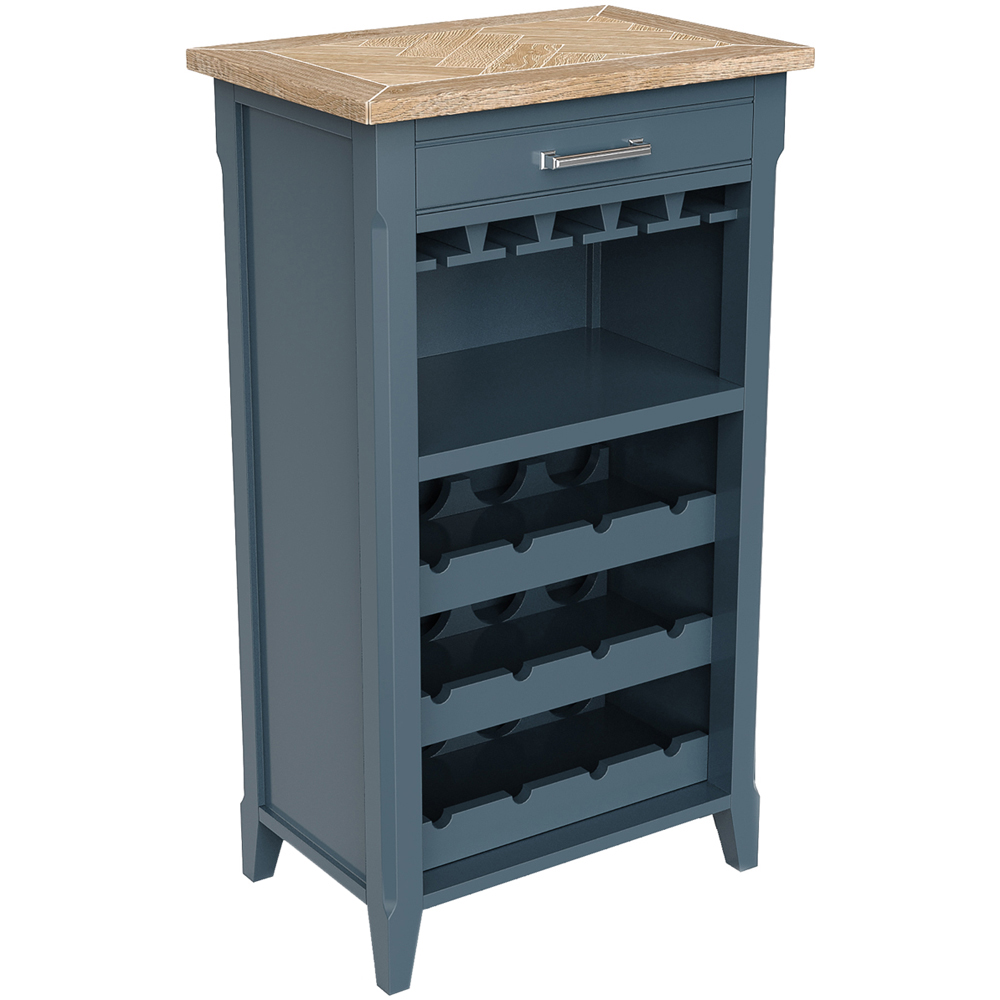 Baumhaus Signature Single Drawer 3 Shelf Blue Wine Rack Image 2