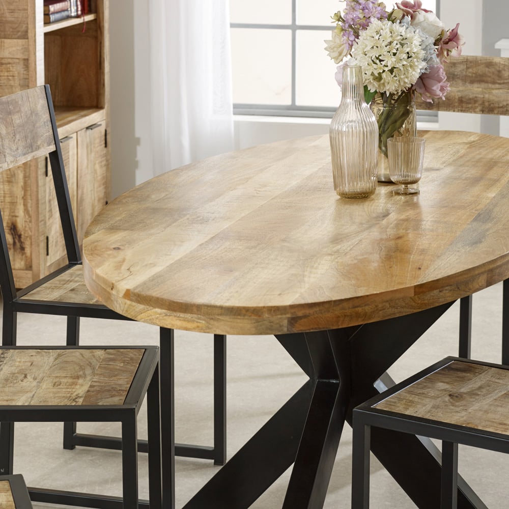 Brooklyn Surrey 6 Seater Solid Wood and Metal Oval Dining Table Image 3