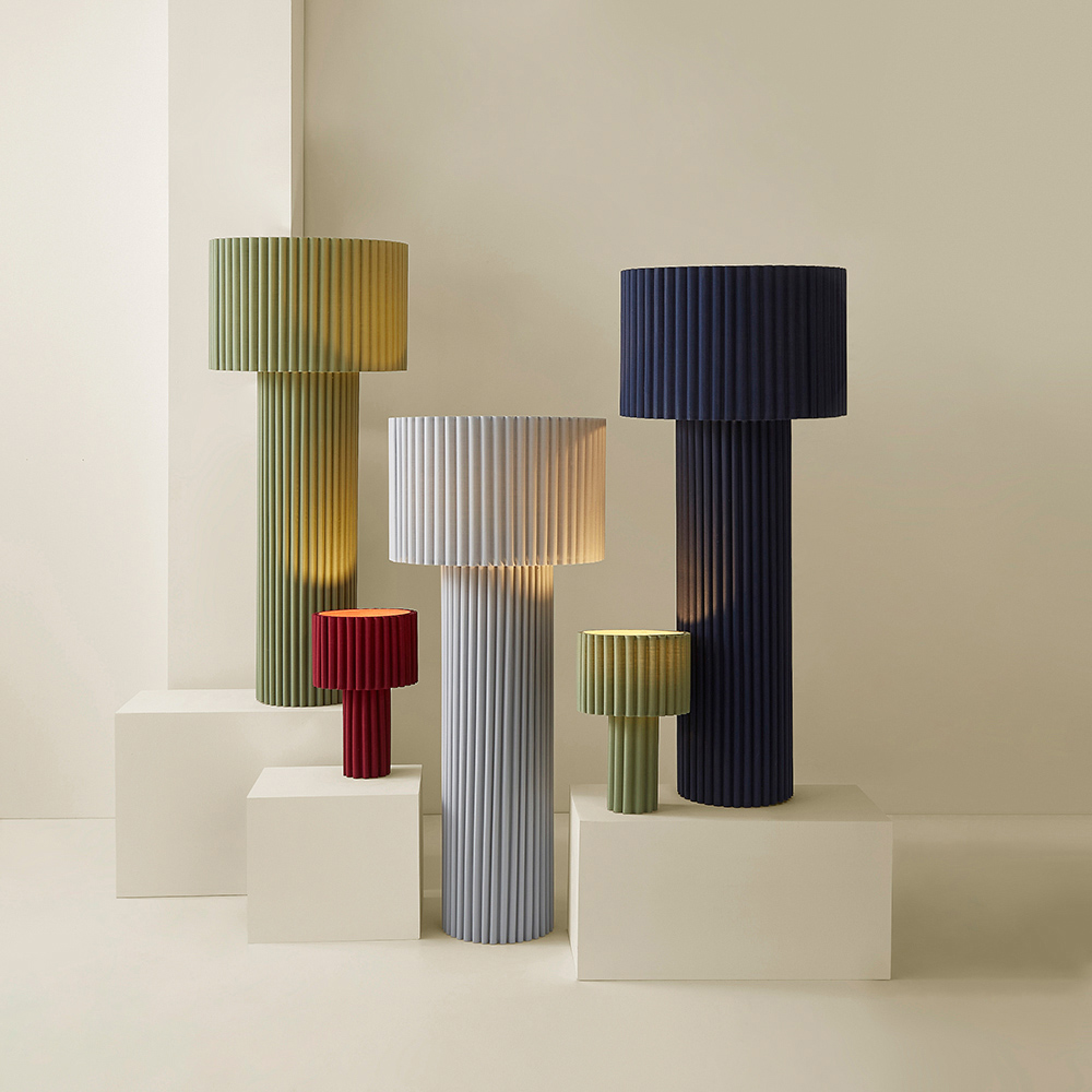 ValueLights Lenny Moss Green Drum Lamp Shade Ribbed Fabric Midi LED Floor Lamp Image 8