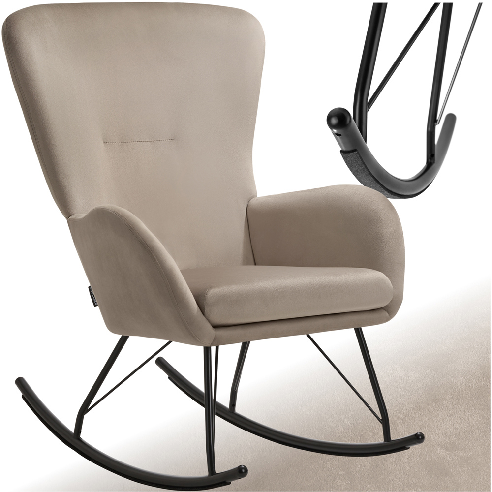 tectake Beige and Black Swing Rocking Chair Image 2