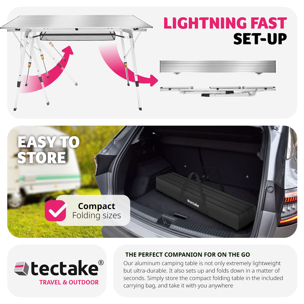 tectake Silver Adjustable and Foldable Camping Table Bastian Image 5
