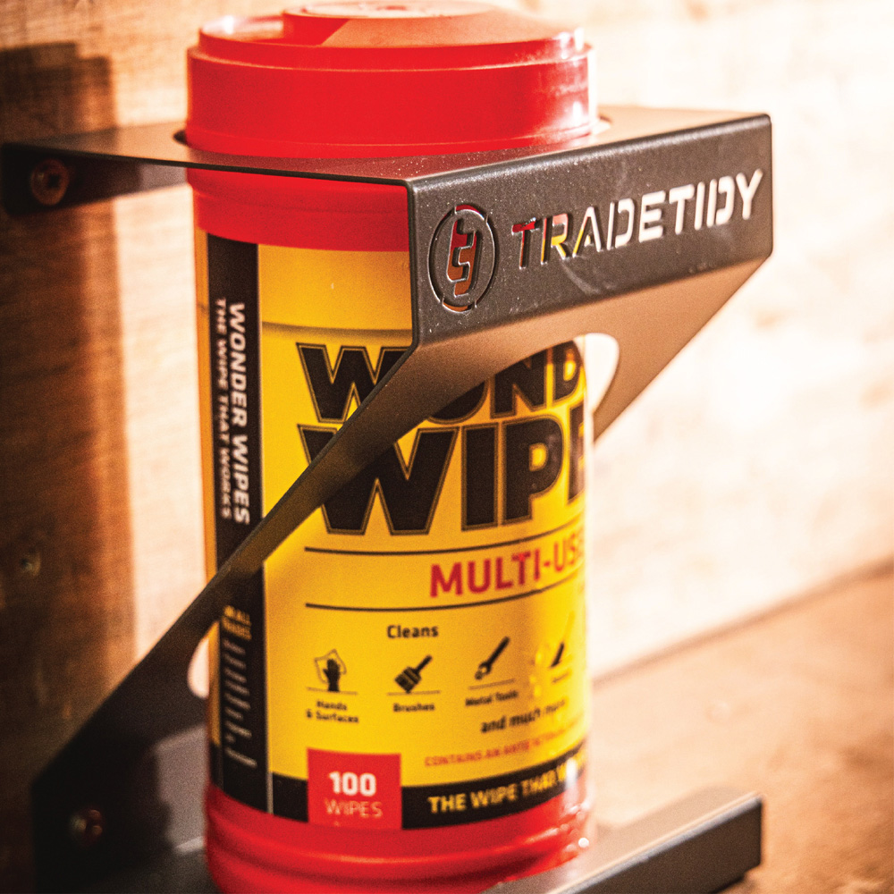 TradeTidy 2 Piece Black Steel Silicone Tube and Wipes Holder Set Image 3