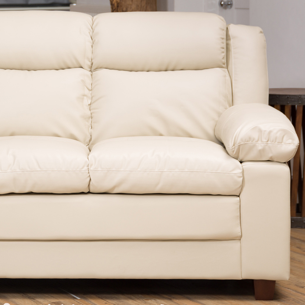 Standish 2 Seater Cream Bonded Leather Sofa Image 3