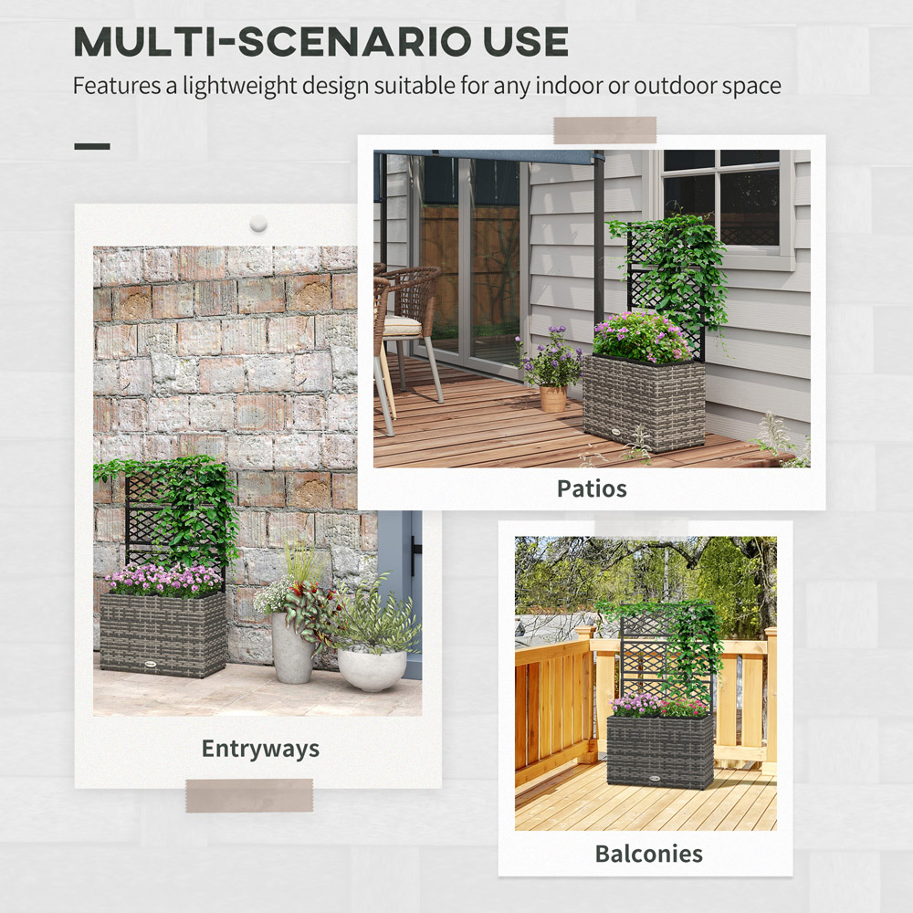 Outsunny Grey Garden PE Rattan Planter with Trellis 57 x 30 x 107cm Image 4
