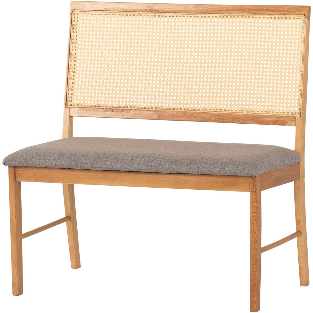 Seconique Ellis 2 Seater Grey Fabric Oak Effect Dining Bench Image 2