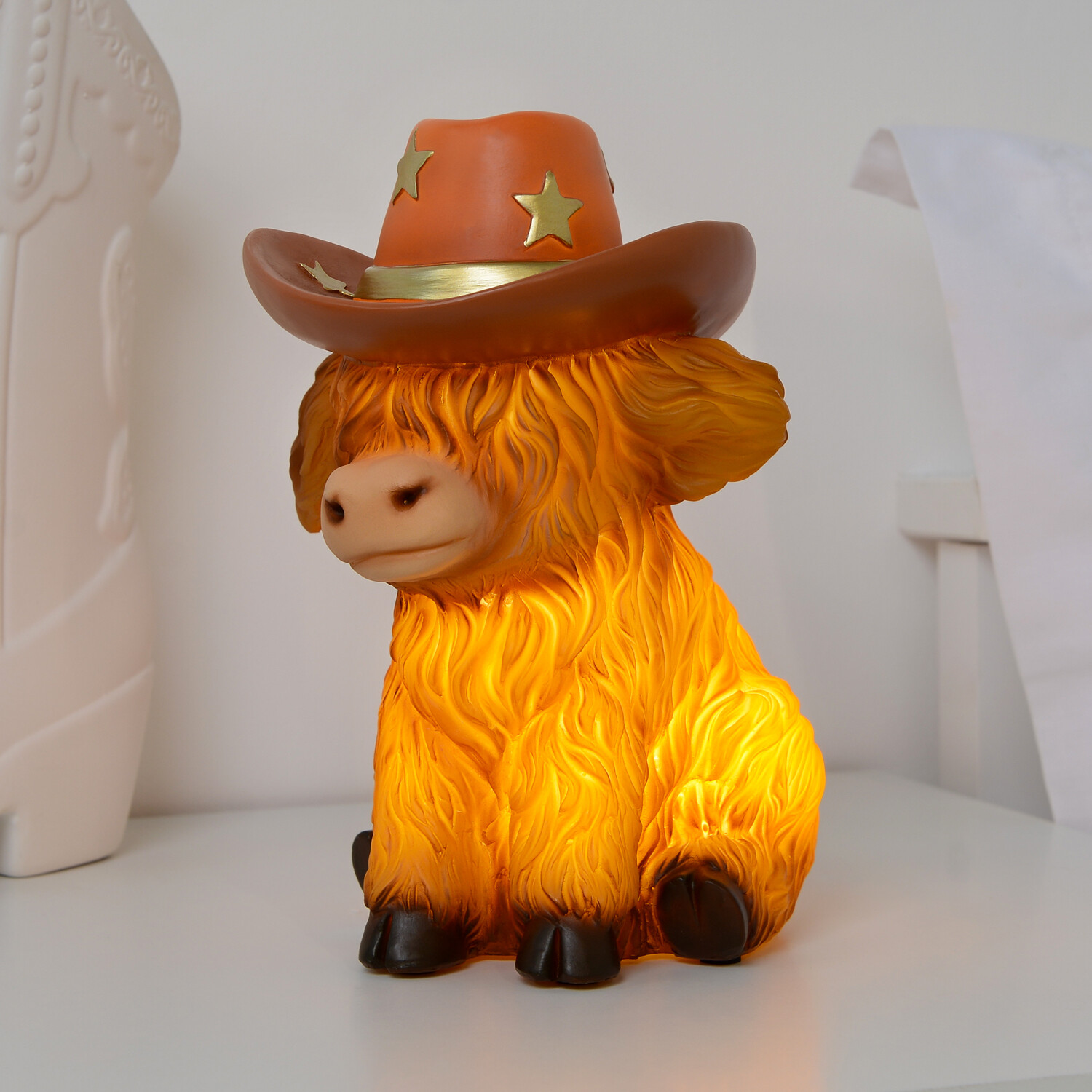 Highland Cow Battery Table Light Brown Image 3