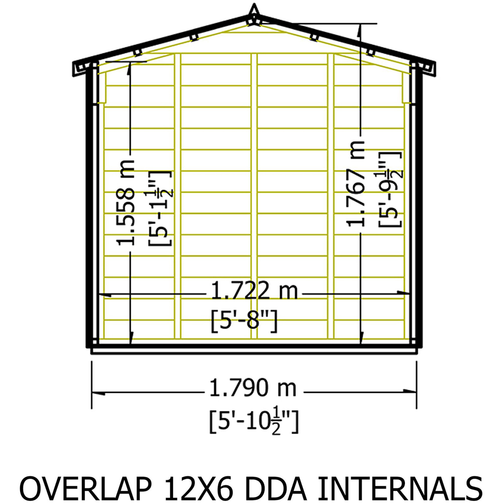 Shire 12 x 6ft Double Door Dip Treated Overlap Apex Shed Image 9