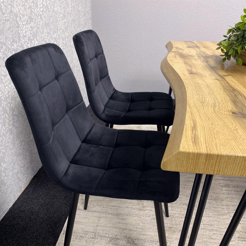 Kosy Koala 6 Seater Velvet Wooden Dining Set Black Image 3