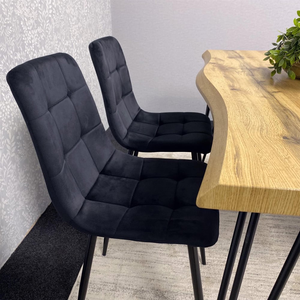 Kosy Koala 4 Seater Wood and Velvet Dining Set Black Image 2