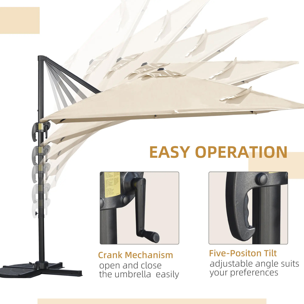Outsunny Cream Cantilever Garden Parasol with Cross Base 2.7m Image 7