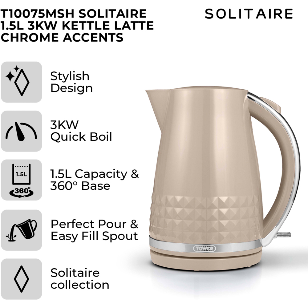 Tower Solitaire EEJB255 Latte 2 Slice Toaster 1.5L Kettle and 6L Air Fryer Bundle Image 2