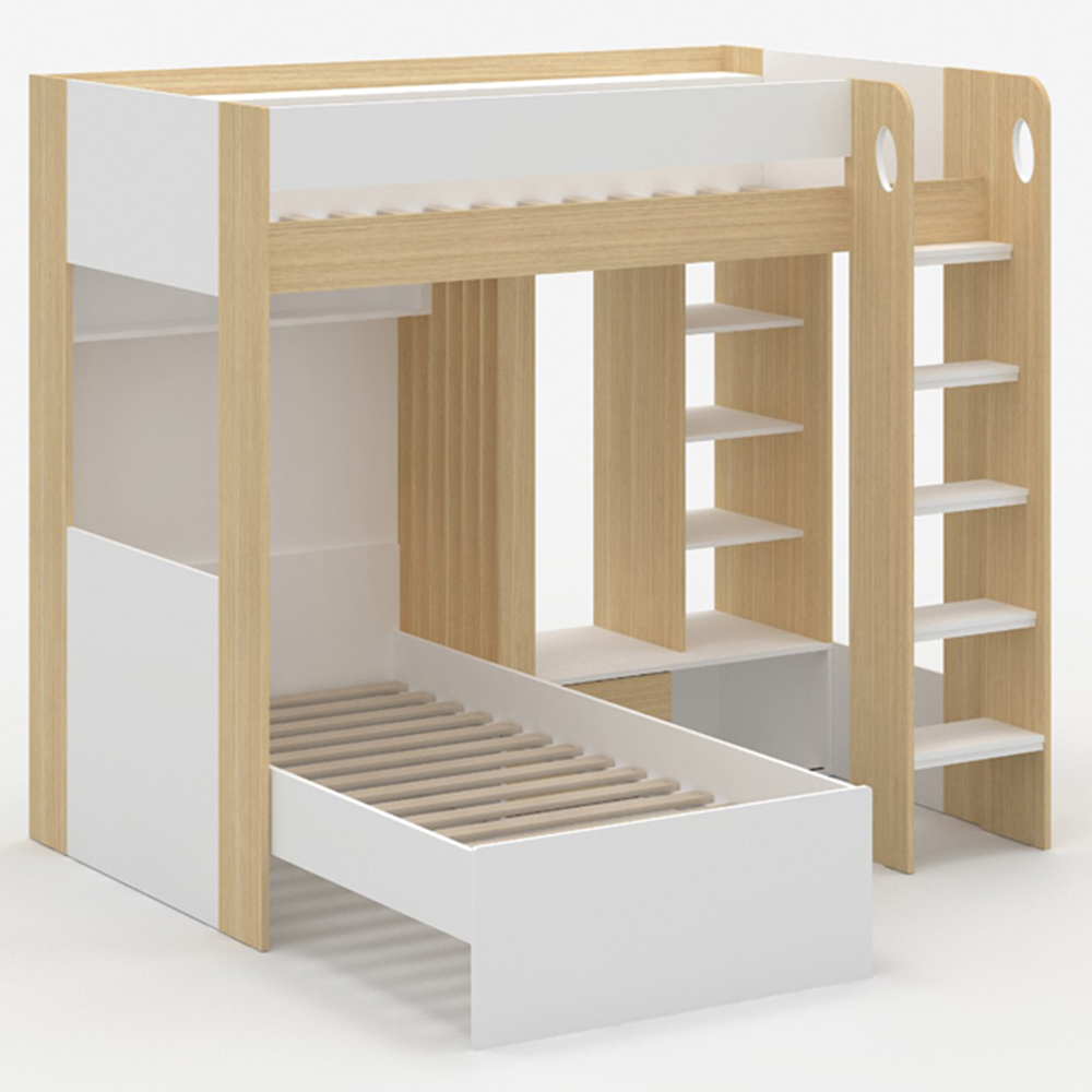Flair Hampton White and Oak L Shape Bunk Bed Image 2