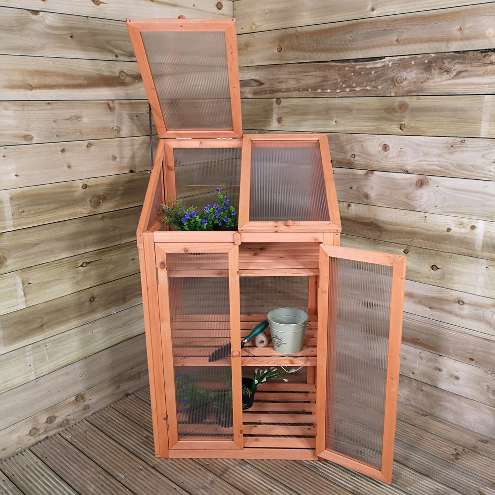 Samuel Alexander Natural Wooden Cold Frame 2.3 x 1.6ft Mini Greenhouse Image 5