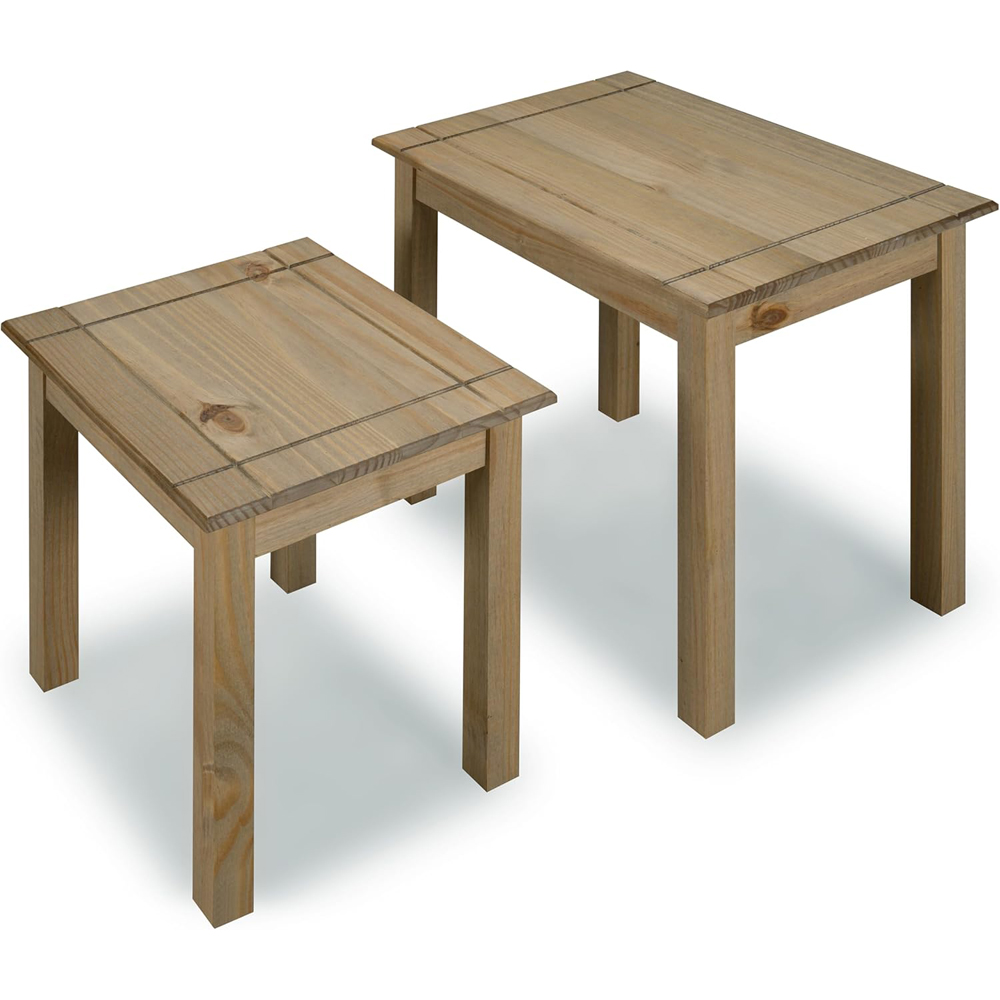 Mews Panama Solid Pine Nest of Tables Set of 2 Image 3
