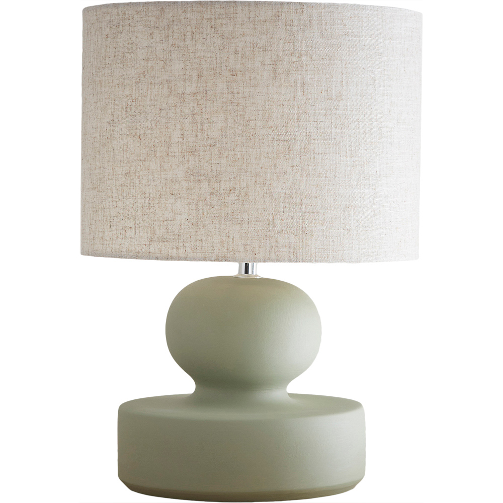 Kliving Lia Natural Linen Shade Green Ceramic Table Lamp Image 1