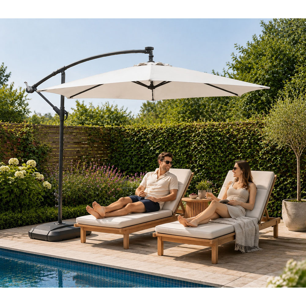 Direct Wicker Light Beige Crank Handle Cantilever Parasol 2.94m Image 3