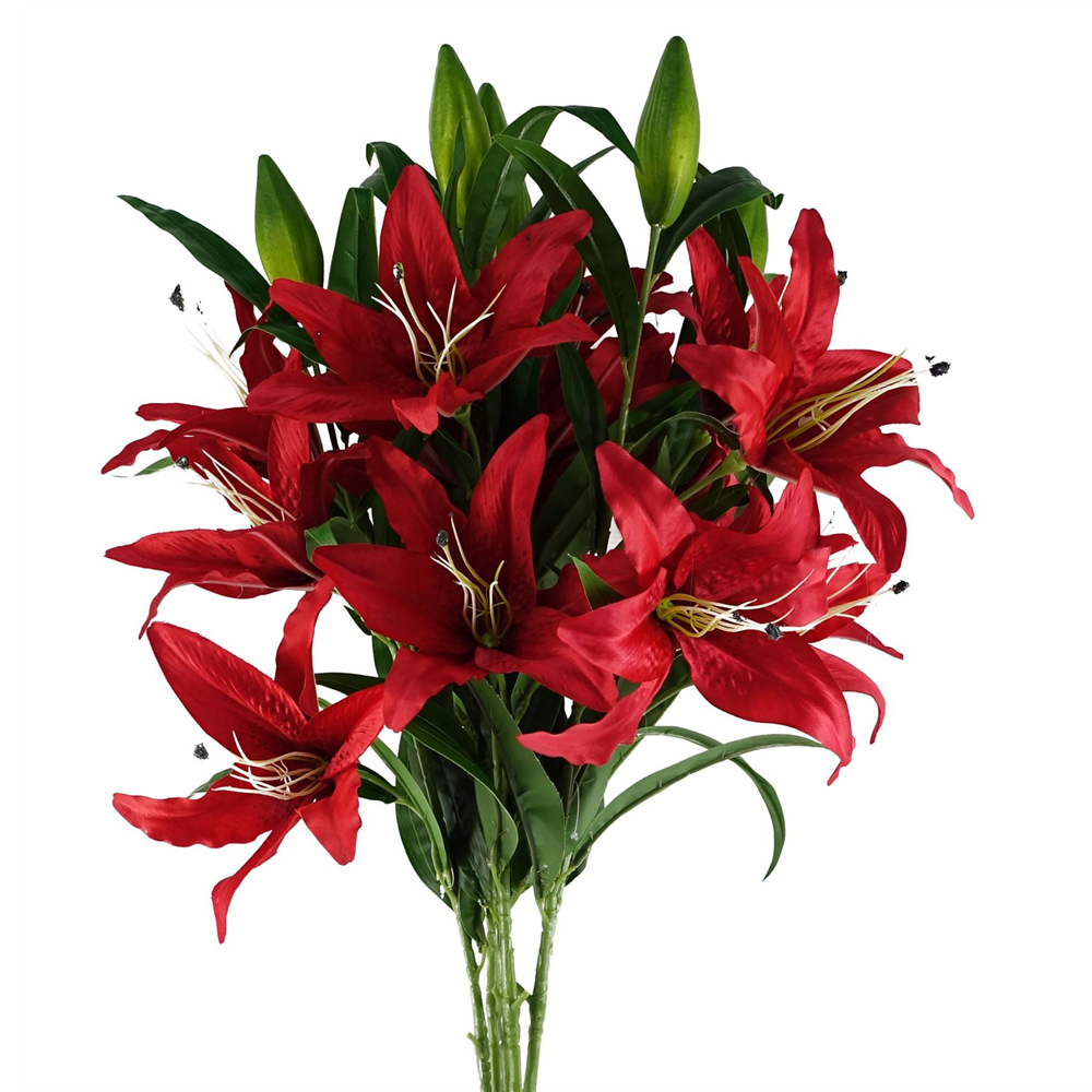 Leaf Red Large Lily Artificial Flower 100cm 6 Pack Image 3
