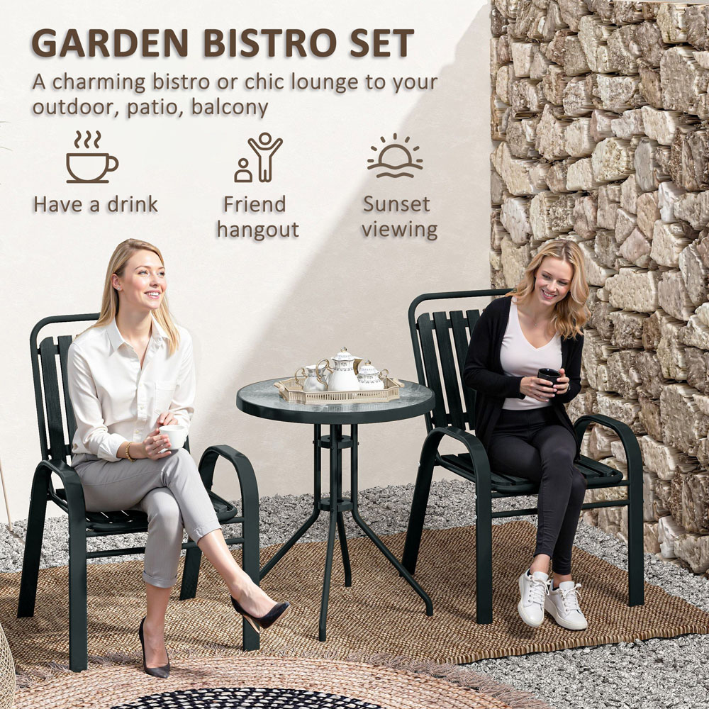 Outsunny 2 Seater Grey Stackable Bistro Set  Image 7