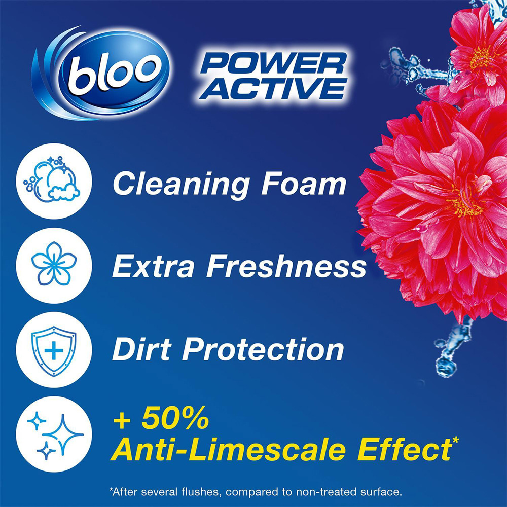 Bloo Power Active Flower Toilet Rim Block with 4 Function Formula 2 x 50g 6 Pack Image 4