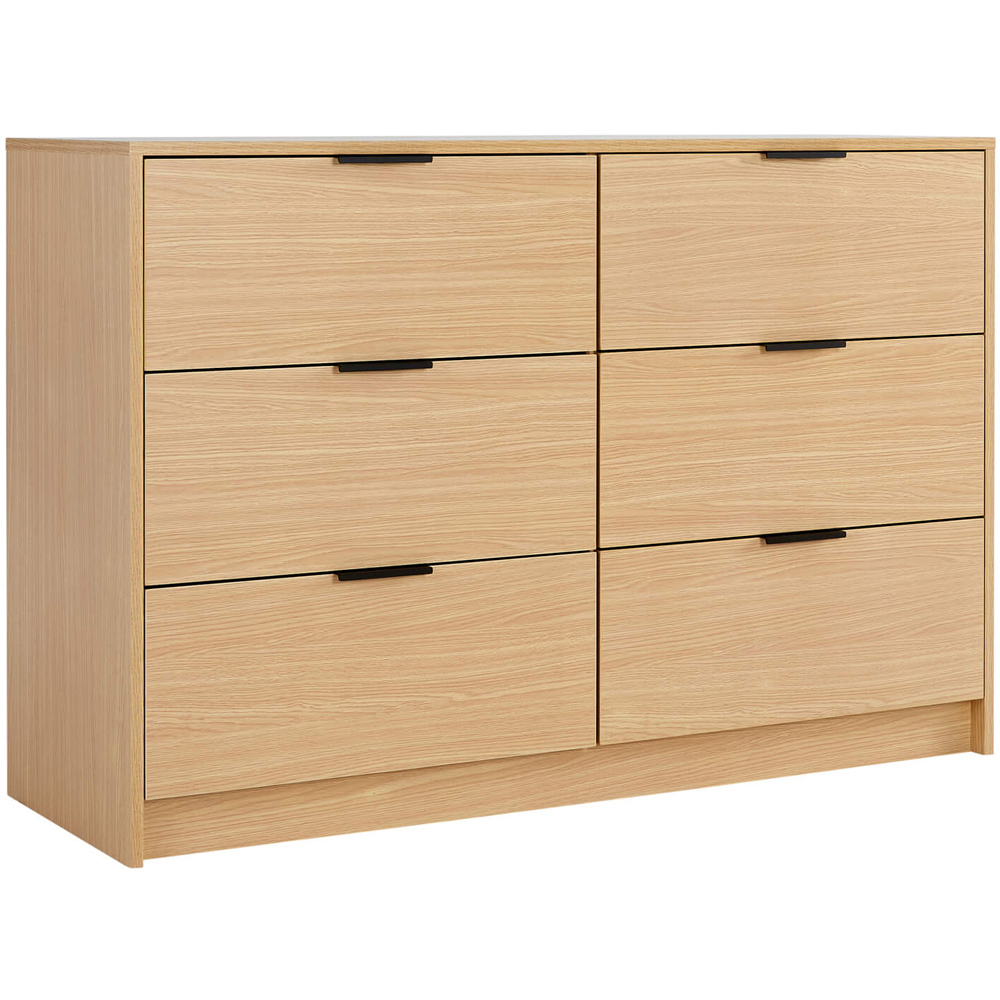 Home Source Phoenix 6 Drawer Oak Wide Chest of Drawers Image 2