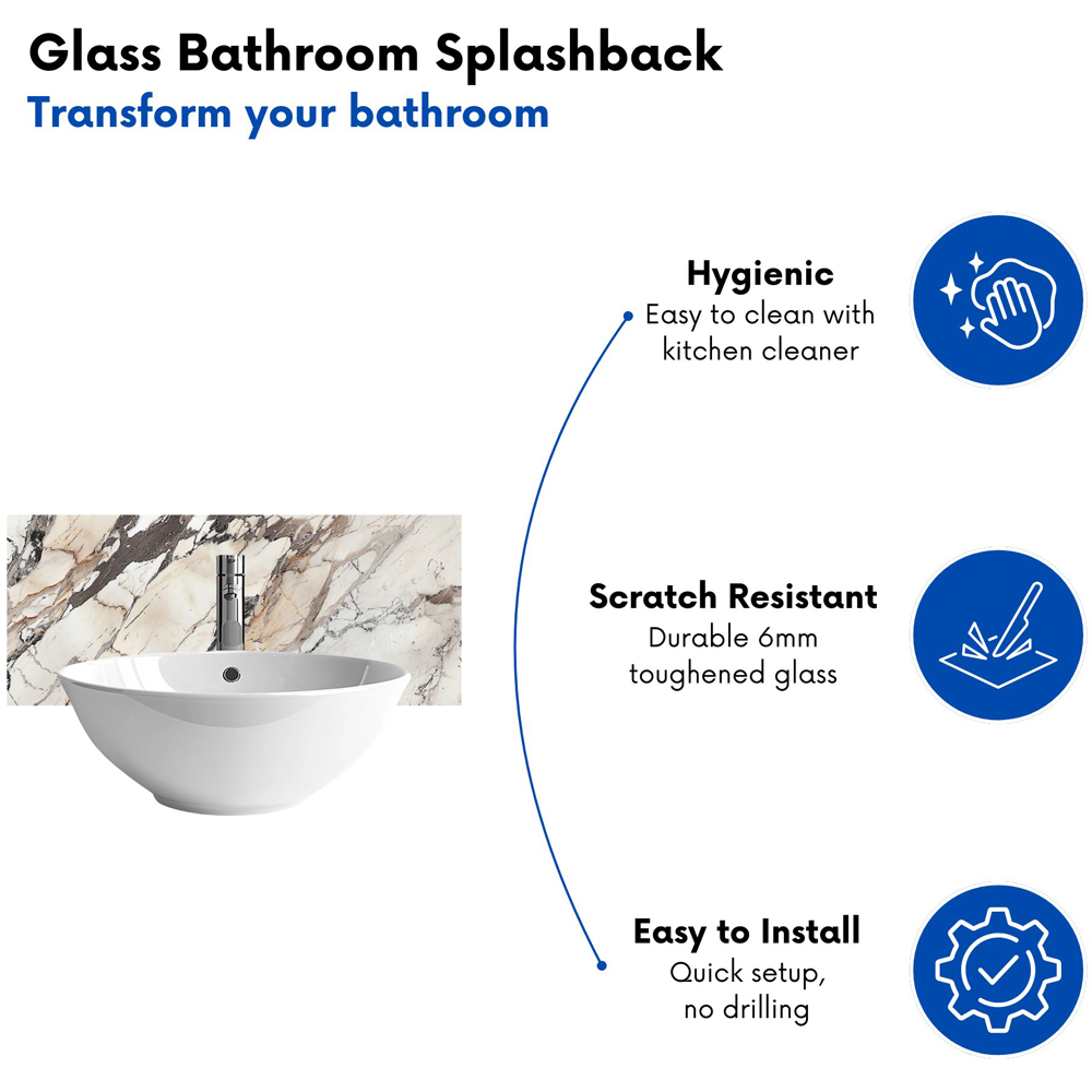 Warren Reed Designer Off White Marble Effect Bathroom Splashback 25 x 60cm Image 4