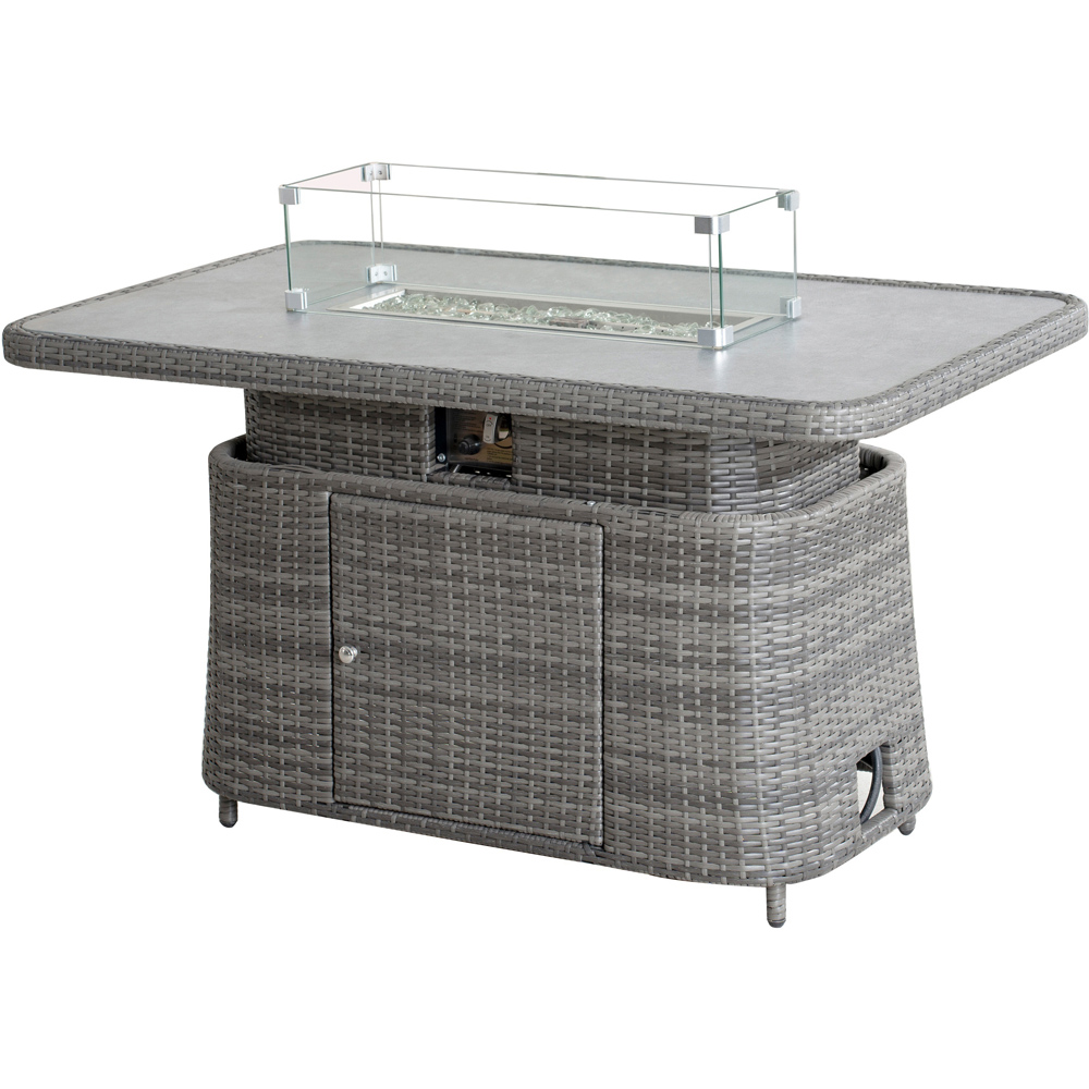 Direct Wicker Grey Rattan Height Adjustable Rising Gas Fire Pit Table Image 2