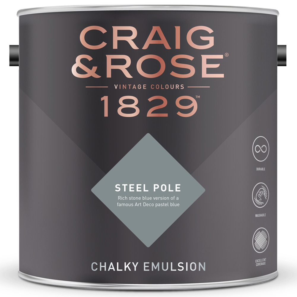 Craig & Rose Walls and Ceilings Steel Pole Chalky Emulsion Paint 5L Image 2