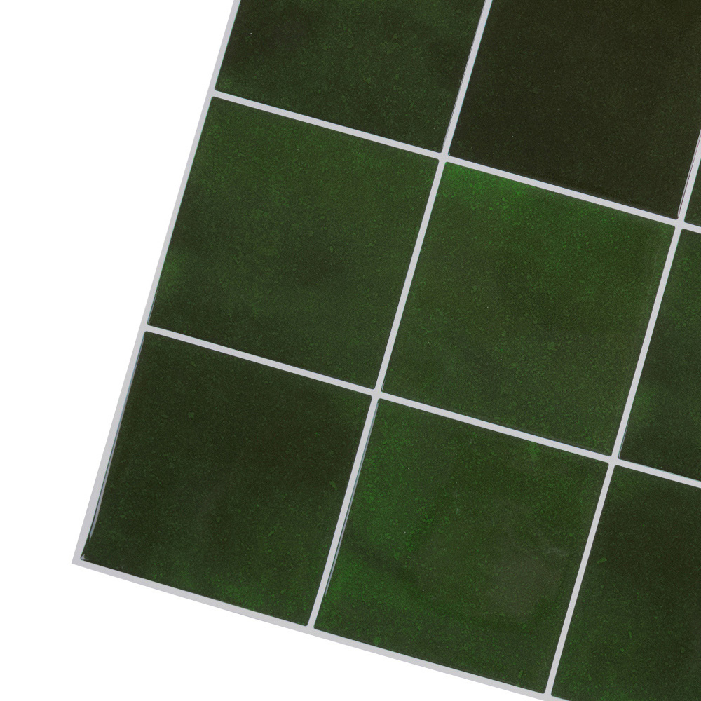 Living and Home 9 Grid Dark Green Peel and Stick Wall Tile Sticker 10 Pack Image 7