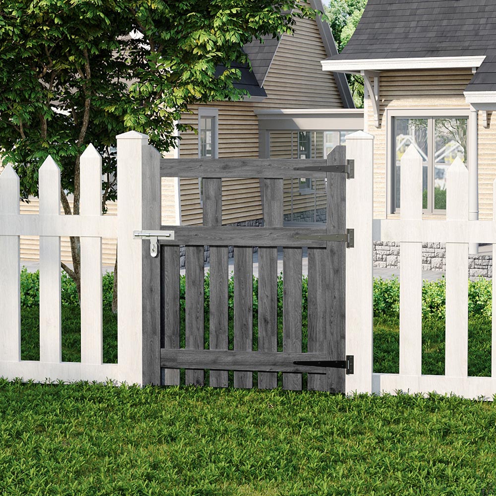 Living and Home 2.4 x 3ft Grey Wooden Garden Fence Gate with Latch Image 7