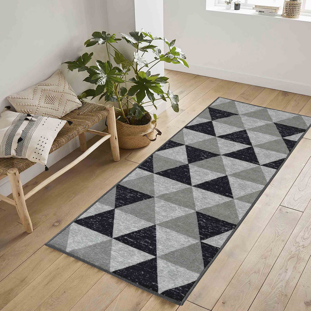 Desire Rugs Havana Grey Geometric Anti Slip Door Mat 90 x 57cm Image 4