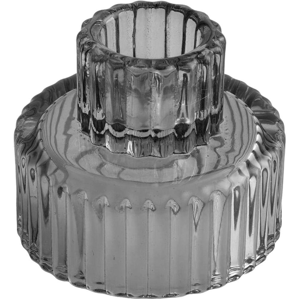 Living and Home Transparent Black Striped Glass Candle Holder Set of 6 Image 3