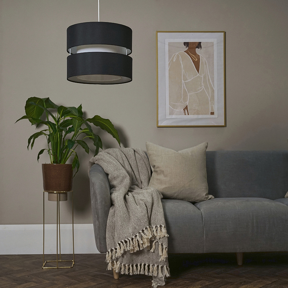 ValueLights Sophia 2 Tier Black Ceiling Light Shade Small Image 6