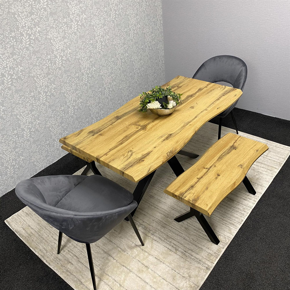 Kosy Koala 6 Seater Velvet Wooden Rectangle Dining Set with Bench Grey Image 4