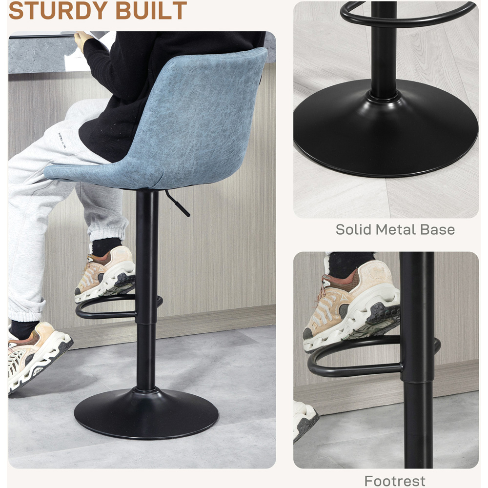 Portland Set of 2 Blue Microfibre Retro Tub Bar Stool Image 5