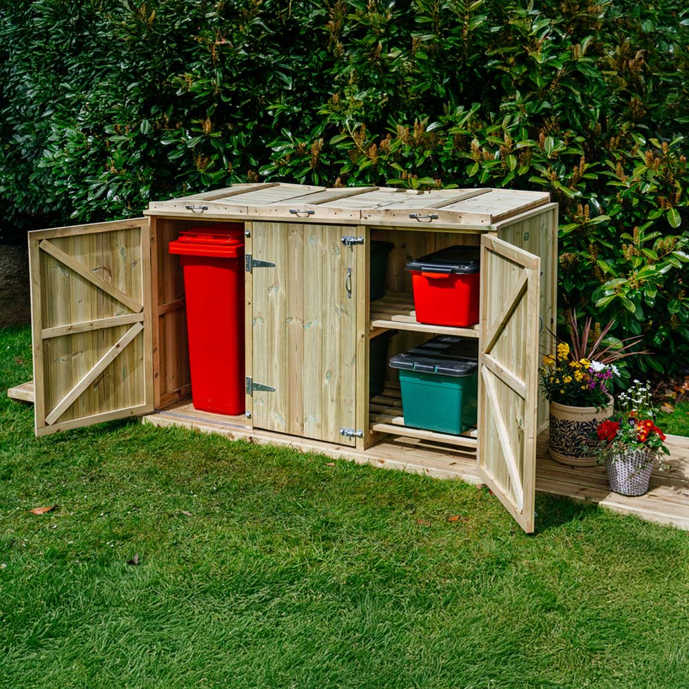 The Garden Village Shireburn 4 Recycle Box Single Wheelie Bin Shed Image 5