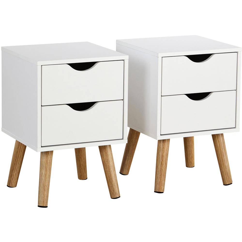 Home Source Boden 2 Drawer White Bedside Table Set of 2 Image 2